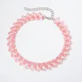 Roze transparante acryl hartjes ketting choker halsketting retro punkstijl sieraden. - Transparant Roze (#3)