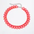 Pink acrylic heart chain choker necklace vintage punk short collar jewelry for women - Light Pink (#5)