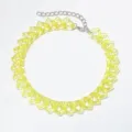 Yellow transparent heart acrylic chain necklace, short punk clavicle collar jewelry. - Bright Yellow (#6)