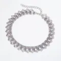 Detail view of a vintage colorful translucent heart acrylic choker necklace with metal chain. - Mixed Multi-Color (#11)