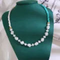 Boheemse turquoise en barok parel kralen ketting choker voor vrouwen mode sieraden detailweergave. - Onregelmatige Parel Stijl
