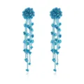 Blue flower tassel earrings detail, intricate beaded dangling design for women party wear - Blue