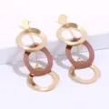 Minimalistische geometrische meerlaagse cirkel oorbellen voor vrouwen mode sieraden. - Koffie en Goud