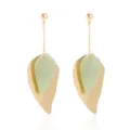 Leuke dubbellaagse blad hangende oorbellen minimalistische mode sieraden voor dames elegant. - Goud + donkergrijs