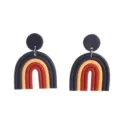 Handcrafted polymer clay rainbow earrings bohemian style geometric U-shaped drop design fashion jewelry - Black Red