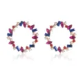 Modieuze geometrische ronde oorbellen met kleurrijke strass steentjes voor vrouwen - Blauw