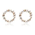 Vintage geometrische cirkel oorknopjes voor dames met fonkelende strass en parels. - Champagne
