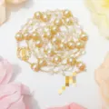 10mm vintage goud zilver rozenkrans ketting gefaseerd kristal parel doop kruis sieraden - Goud Zilver Kantrand Stijl (ZJ251209001)