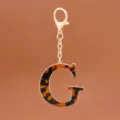 Schildpatt Acetat Buchstabe G Schlüsselanhänger Anhänger goldfarben Metall Ring Accessoire. - Buchstabe G