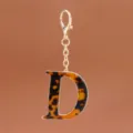 Schildpatt Buchstabe D Schlüsselanhänger Gold Legierung Tasche Charme Mode Accessoire - Buchstabe D