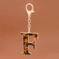 Schluesselanhaenger Buchstabe F Schildpatt Muster Acryl Goldrand Taschen Anhaenger - Buchstabe F