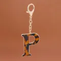 Schildpatt Acetat Buchstabe P Schlüsselanhänger mit Gold Legierung Tasche Anhänger - Buchstabe P