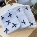 Cute blue plush laptop sleeve with black bows, soft fuzzy tablet inner bag for women. - 15-15.6 Inch / Light Blue
