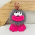 Llavero de peluche suave y lindo con boca de salchicha colgante de mochila juguete regalo - 11cm / Gris con boca rosa