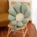 Green flower shaped seat cushion, cute floral floor pillow and backrest for office and home. - Green