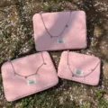 Pink star chain laptop sleeve ballet style cute tablet storage bag detailed view showcase - 11" / Pink