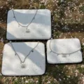 Cute white star laptop sleeve bag set with chain charms, aesthetic cute computer case - 11" / White