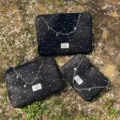 KAZUM Black Star Laptop Sleeve Bag Ins Style Tablet Organizer with Cute Silver Chain Strap Set - 11" / Black