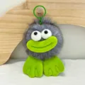 Llavero de rana de felpa gris lindo bola esponjosa mochila amuleto con labios verdes - 11cm / Gris con boca verde
