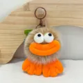 Llavero de peluche esponjoso lindo, colgante de bolso de pato divertido, regalo suave. - 11cm / Marrón con boca naranja