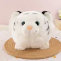 Cute round white tiger plush toy soft stuffed animal doll children gift lovely room decor bag - White Tiger Round Doll / White