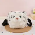 Cute white tiger plush crossbody bag, soft stuffed animal shoulder bag for kids and daily travel use - White Tiger Crossbody Bag / White