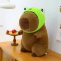Cute capybara plush toy wearing green frog hat soft stuffed doll birthday gift for kids - 23cm / Frog