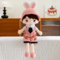 Cute plush doll toy with bunny ears hat and stylish outfit for girls and gift options. - Pink - Boy / 52cm