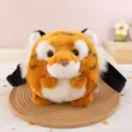 Cute round tiger plush cross-body bag soft animal doll kids gift cute stuffed toy everyday use - Yellow Tiger Crossbody Bag