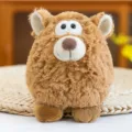 Cute cartoon plush toy round fluffy animal doll soft stuffed toy gift for kids and girlfriend - Brown Bear