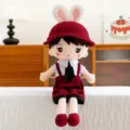 Cute cartoon bunny ear plush doll with red hat and star shirt, soft toy gift for girls. - Red - Boy