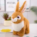 Cute simulation rabbit plush toy fluffy stuffed animal lifelike bunny doll for kids gift - Yellow Brown / 25 cm (Including Ears)