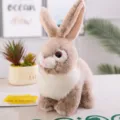 Cute fluffy simulation rabbit plush toy realistic stuffed animal doll sweet gift for kids. - Khaki / 25 cm (Including Ears)