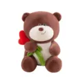 Orsacchiotto di peluche marrone con fiore di rosa cuore rosso simpatico giocattolo principale - 40 cm
