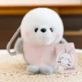 Cute fluffy seal plush keychain, soft pink and white stuffed animal keyring bag charm gift - Seal