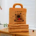 Cute cartoon capybara plush pillow blanket 2-in-1, orange office travel air conditioner quilt. - Love You Style