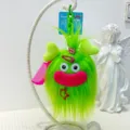 Funny green plush monster keychain with big pink lips and cute cartoon hanging pendant toy. - Green