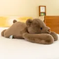 Cute brown plush bear hugging pillow, soft stuffed animal doll for birthday gift and home decor. - Brown / 65 cm