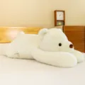 White polar bear plush toy cute lying pillow doll soft stuffed animal gift for kids - White / 65 cm