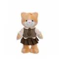 Cute plush doll toy in school uniform outfit, soft stuffed animal plushie for kids birthday gift. - Cat Dress-up