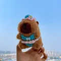 Cute crochet capybara plush keychain, handmade bikini doll pendant for cute bag decoration. - Blue Bikini Capybara