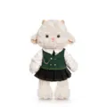 Cute plush sheep doll with stylish green vest and skirt outfit, perfect for birthday gifts. - Dress-up Horned Lamb