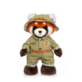 Cute red panda plush toy with safari outfit, soft stuffed animal doll for kids gifts. - Dress-up Raccoon
