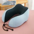 Memory Schaum U-Kissen Nackenhissen, atmungsaktives Mesh blau schwarz Variante für Mittag. - Hellblau / 30 * 23 cm