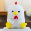 Cute chubby white plush chick toy, soft stuffed animal doll for desktop home decor and gifts. - Rooster