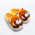 Cute cartoon red panda winter plush slippers warm soft indoor home cotton shoes yellow - 36-37 cm / Raccoon