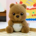 Schattige baby pluche pop dier knuffel met pluizige vacht voor bureau decoratie cadeau. - Teddybeer / 14 cm (met aromatherapie-korrels aan de onderkant)