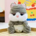 Süße Baby-Serie graue Tigerkatze Plüschtier, weiche Stofftier Puppe mit niedlicher Windel. - Graue Katze