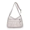 Moderna borsa a tracolla da donna in pelle PU bianca casual con tasche con zip multiple - Bianco