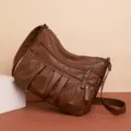 Borsa a tracolla in pelle PU marrone da donna tasche multiple grande capacità casual - Marrone giallastro